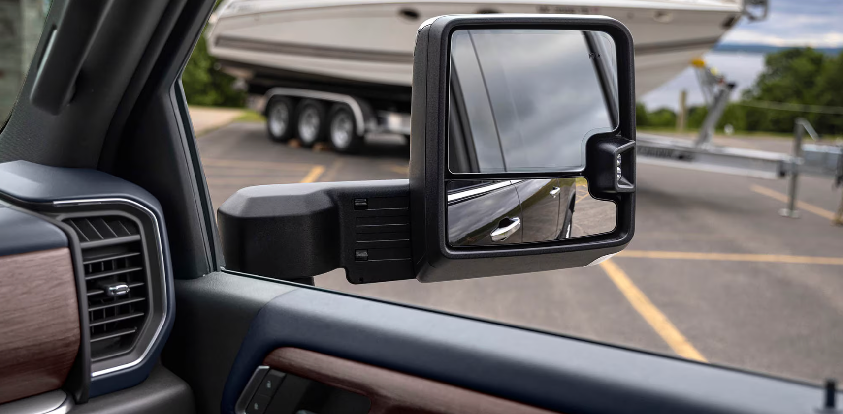 Rearview mirror of 2026 Chevy Silverado 3500 HD for sale near Fort Worth, TX