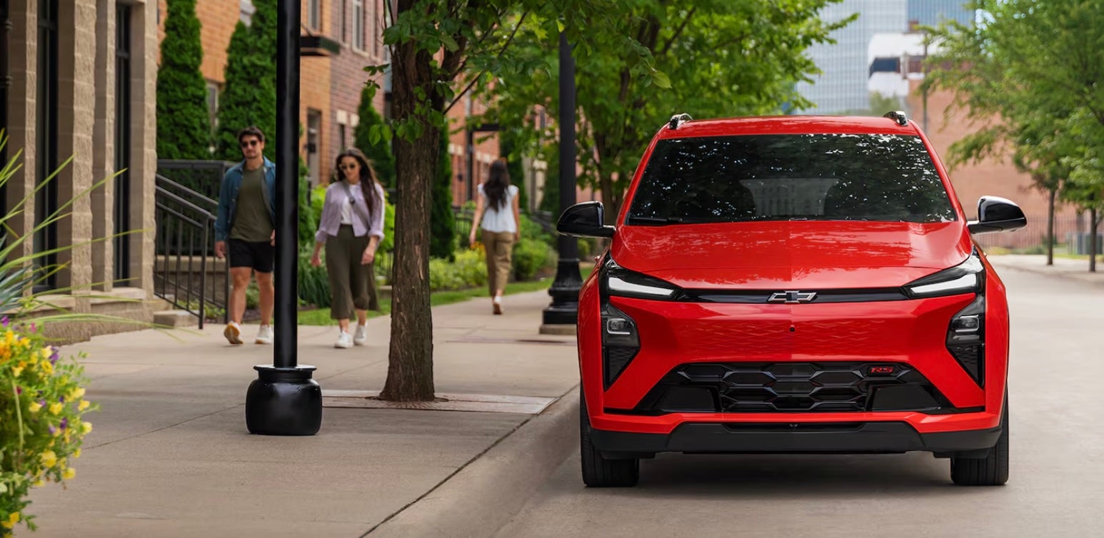 Front end of red 2027 Chevy Bolt near Fort Worth, TX